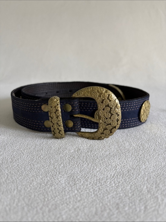 Sand Castle Accessories - Sand Castle Navy Blue Women's Belt with Brass Hardware